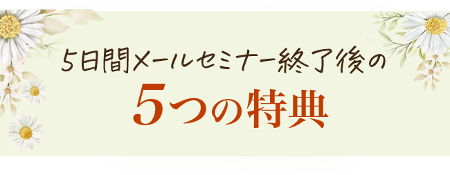 5日間メールセミナー終了後の5つの特典