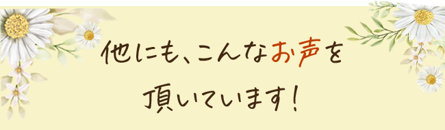 他にもこんなお声を頂いています